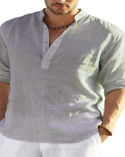 Men's Casual Long Sleeve Cotton linen shirt - Here 4 you