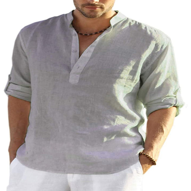 Men's Casual Long Sleeve Cotton linen shirt - Here 4 you