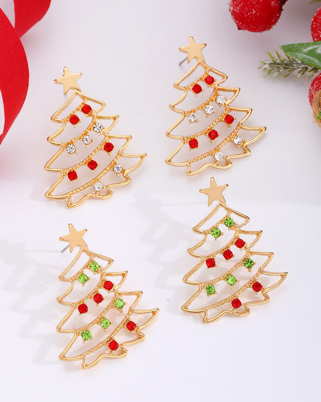 Christmas Earrings With Christmas Tree Colorful Zircon Christmas Tree Earrings  For Women Personality Earrings Party Jewelry Christmas Gift