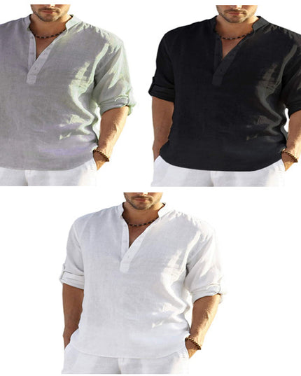 Men's Casual Long Sleeve Cotton linen shirt - Here 4 you