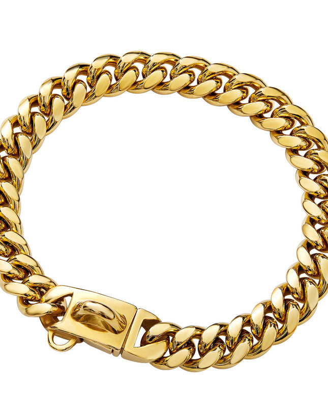 14mm Pet Dog Collar Stainless Steel Cuban Chain Lock Buckle Gold Silver