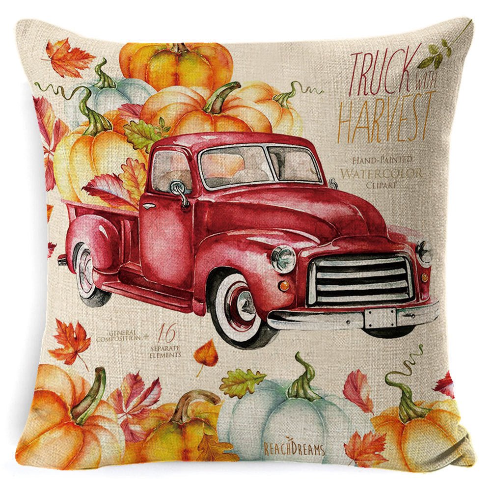 Thanksgiving pumpkin car sofa pillow - Here4you617