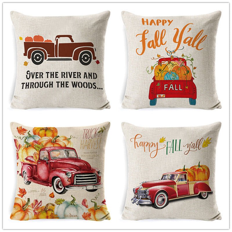 Thanksgiving pumpkin car sofa pillow - Here4you617