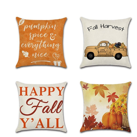 Thanksgiving theme pillowcase cushion cover - Here4you617Thanksgiving theme pillowcase cushion coCJJJJFKD00742-4Packs Bundle-45X45cm4Packs Bundle45X45cm